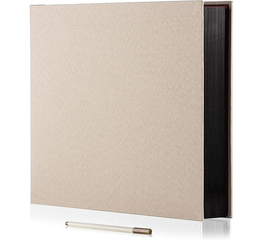 Large Photo Album Self Adhesive for 4x6 8x10 Magnetic Scrapbook DIY 60 Black Sticky Pages Beige Linen Cover Photo Album