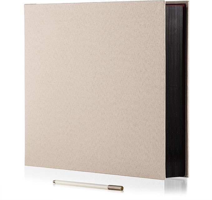 Large Photo Album Self Adhesive for 4x6 8x10 Magnetic Scrapbook Album DIY 60 Black Sticky Pages Linen Cover Photo Album(Beige)