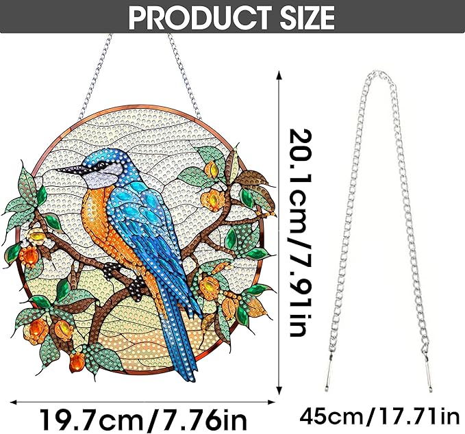 SKRYUIE Bird Hanging Diamond Art Kits for Adults Pendant Suncatcher, Special Shaped Crystal DIY Pearl Diamond Painting Kit, Gift for Mother Spring Summer Window Wreath Decor 7.91 x 7.76 Inch A12