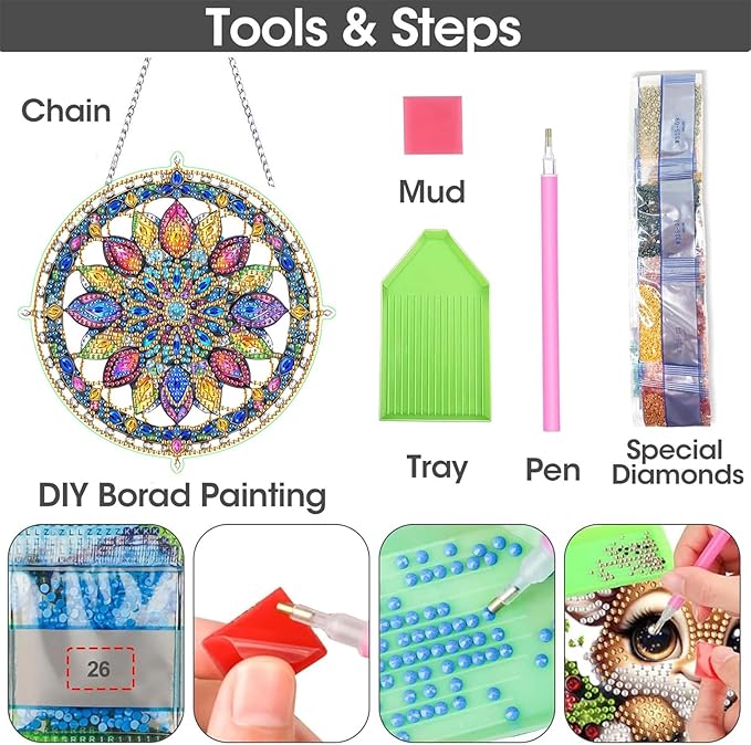 SKRYUIE Flower Hanging Diamond Art Kits for Adults Pendant Suncatcher, Special Shaped Crystal DIY Pearl Diamond Painting Kit, Gift for Mother Spring Summer Window Wreath Decor 7.09 x 7.09 Inch D6