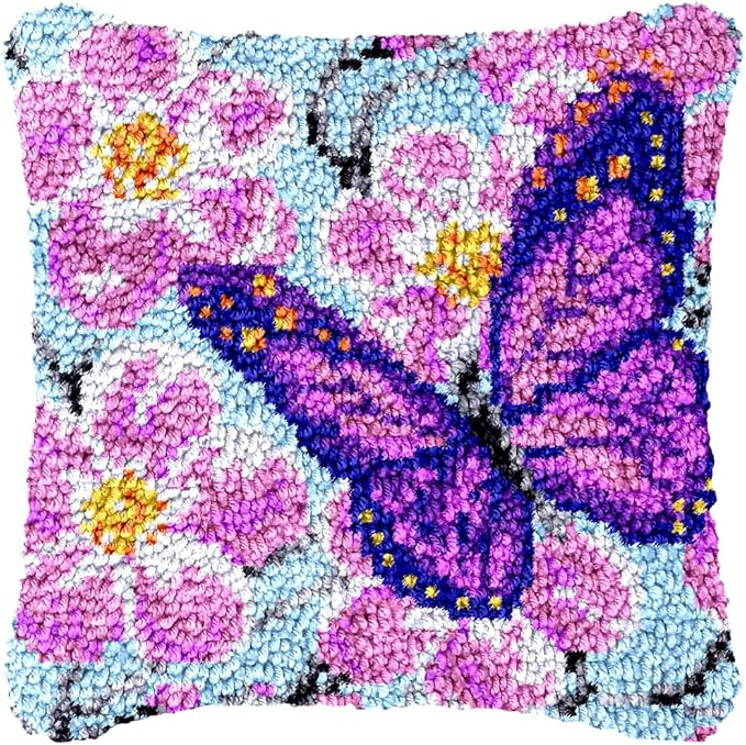 Puzamen Latch Hook Pillow Kits for Adults Beginner Christmas with Pre-Printed Canvas Rug Needlework Pillowcase Making Kit Home Arts Crafts Sofa Decoration