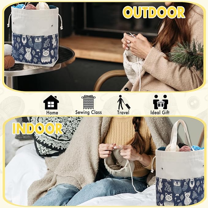 Crochet Bag, Handy Knitting Project Yarn Bag, Crochet Accessories Yarn Storage Organizer, Knitting Bags and Totes for Crocheting on The Go, 12.5x13x5''
