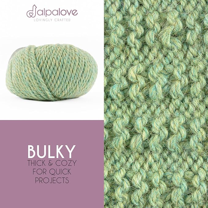 Bulky Set (6 x 1.75 oz) Super Soft Baby Alpaca Knitting Yarn Linden Blossom 328 Yards