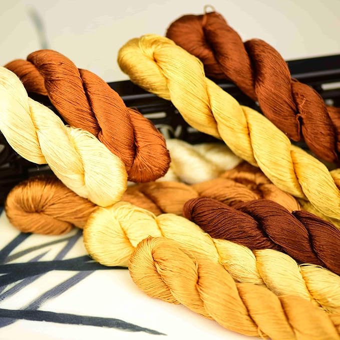 Natural 100% Silk Thread, Handmade Embroidery Thread Silk Floss 9 Colors 110m Each (27)