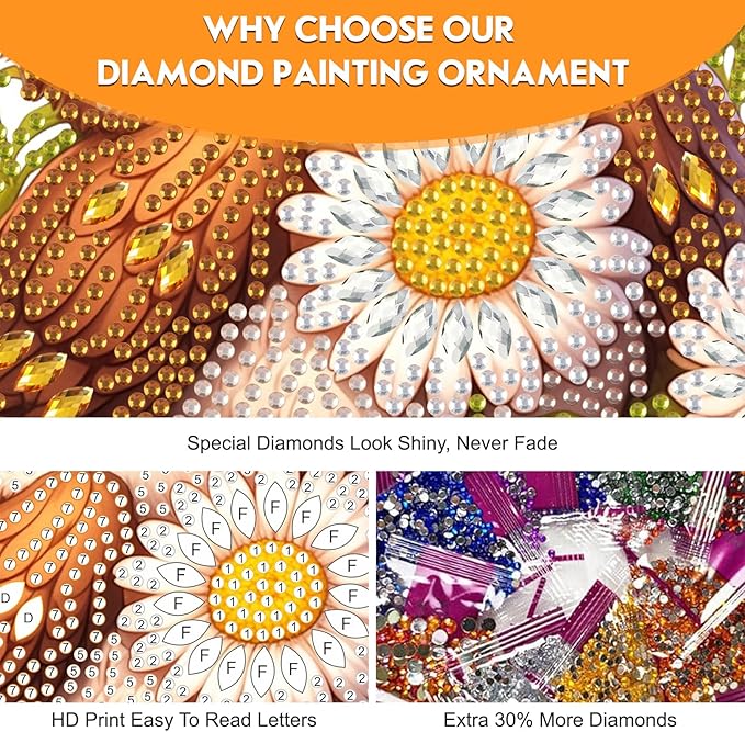 NEWENMO Diamond Art Kit for Adult, Floral Owl, Diamond Art Painting Double Sided Window Pendants for Home Garden Wall Hanging, DIY Special Shaped Gem Hanging Ornaments, Cute Owl