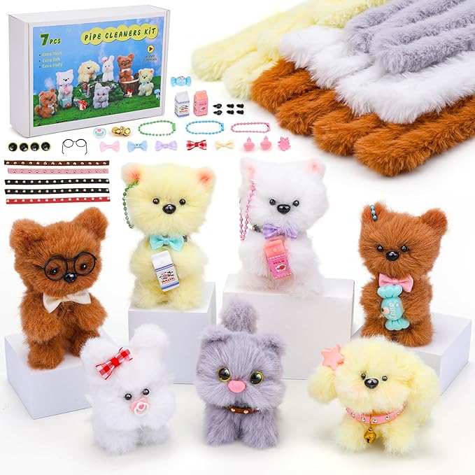 ZXIIXZ 104 Pcs Pipe Cleaners Craft, 14 Pcs 39.37 Inch Extra Thick Pipe Cleaners, Cute Large Plush Pipe Cleaner Supplies Kit for DIY Arts Craft Decorations