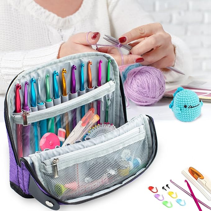 Crochet Hook Case - Stand Up Organizer - Unique Design - Knitting & Crochet Supplies Holder