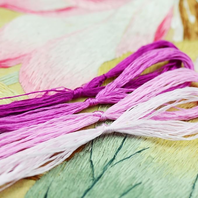 4 Skeins Mulberry Silk Floss Embroidery Thread Floss-Cross Stitch Threads China Silk Woven Jewelry Threads DIY Sewing Kits (17)