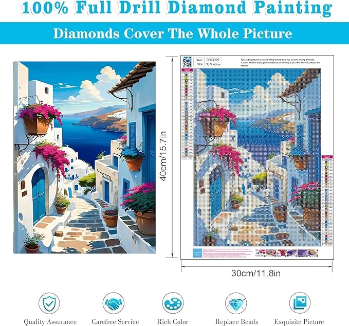 WUDWL Square Diamond Art Kits for Adults Square Drill Diamond Painting Kits,Square Diamond Art,Landscaping DIY Gem Art Kits for Adults and Crafts for Gifts and Home Wall Decor 12x16inch