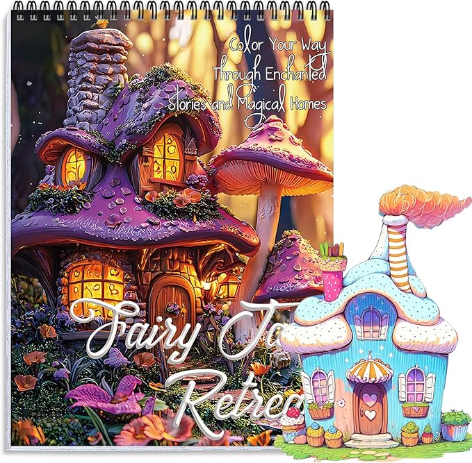 Adult Coloring Books for Women Stress Relief, 24 Pages Coloring Book for Adults Relaxation, Spiral Coloring Books for Adult, Relaxing Gift for Women, Single-Sided Coloring Book of Magic House