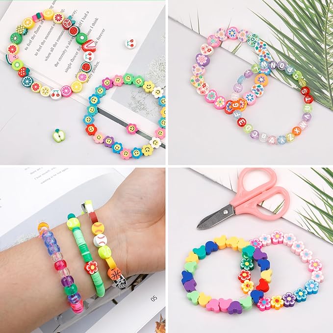 Flower Polymer Clay Beads Bracelet Making Cute Fun Spacer Beads for Jewelry Making, 180pcs Beads for Necklace Bracelets Earrings Key Chains Making DIY Accessories for Women