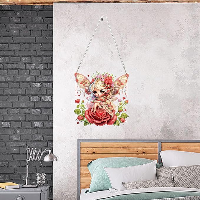 Auremi Elf Diamond Art Pendant Kits,5D Christmas Diamond Art Diamond Painting Hanging Kits,DIY Special Shaped Diamonds Painting Suncatcher Pendant Kit for Adults for Gift Wall Home Decor
