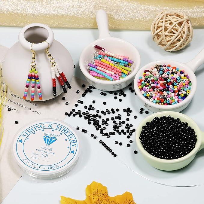 Bala&Fillic Opaque Black Color 3mm Seed Beads About 3600pcs/100Grams in Bag, 8/0 Glass Craft Beads for Making Bracelet and Necklace (Black)