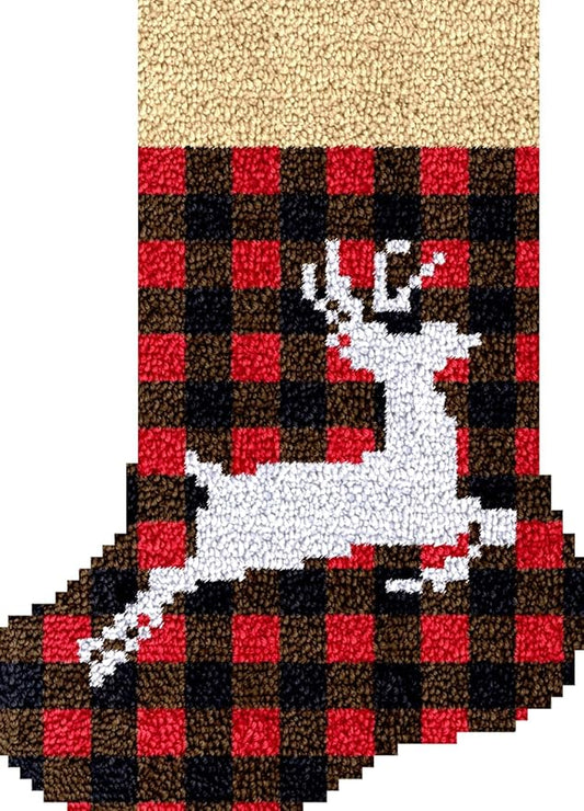 Numptain Latch Hook Kits for Adults,DIY Rug Kits Carpet Embroidery Sofa Cushion Christmas Stocking Pattern Color Printed Canvas,Beginners Handmade Needlework Crafts Home Decoration,16.9"x12.2" NT13