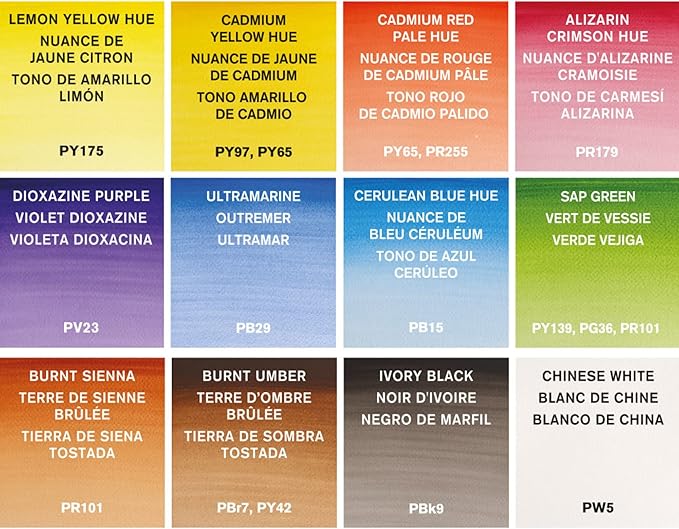 Winsor & Newton Cotman Watercolor Paint Set, 12 Colors, 8ml (0.27-oz) Tubes