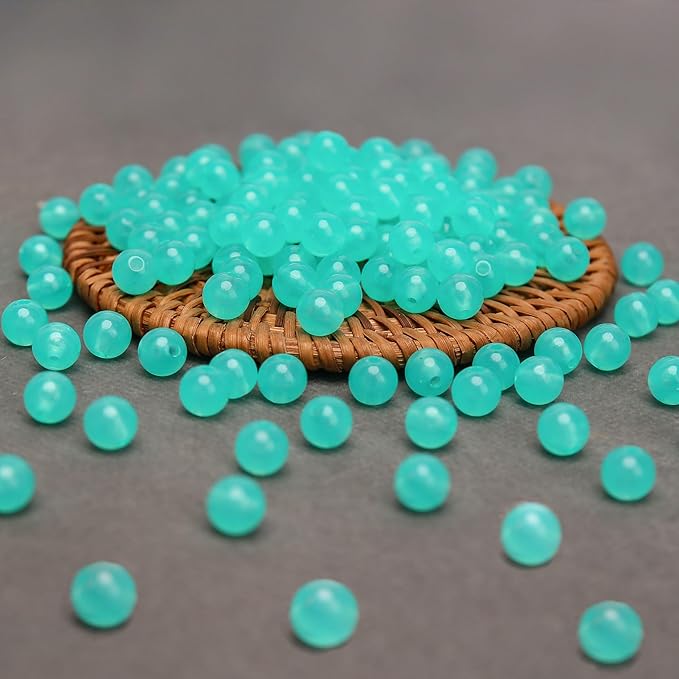 bonny boxx 1000pcs 6mm jelly peacock green acrylic round beads, smooth transparent acrylic balls, plastic resin gumball bubblegum chunky beads for necklace & bracelet making, crafting supplies