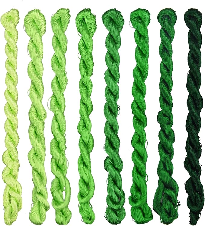 Natural Mulberry Silk Embroidery Thread – 8 Colors, 110m Each, Premium Hand-Dyed Silk Floss for Hand Embroidery, Cross-Stitch, and Needlework (01)
