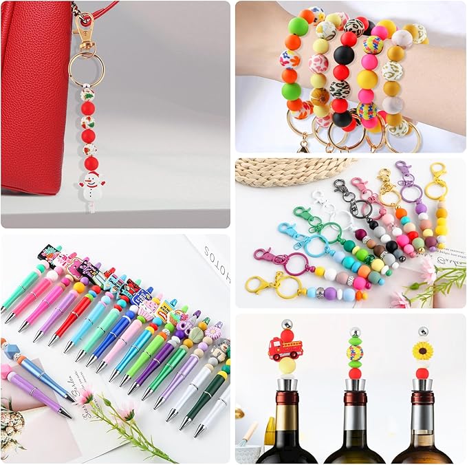 160Pcs 12mm Silicone Beads for Keychain Making Bracelet Necklace, Bulk Round Silicone Beads for Pens（Scarlet Red）