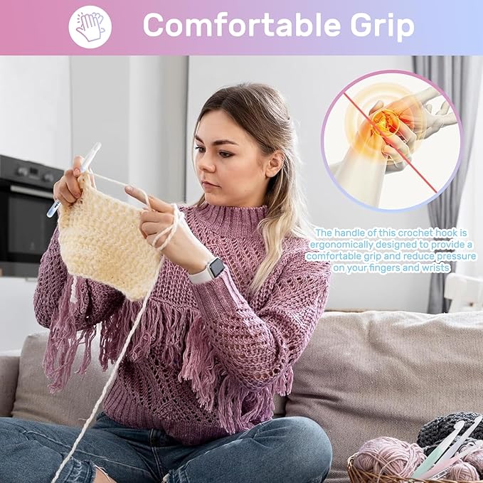 12mm Long Crochet Needles,Crochet Hooks for Chunky Yarn,Long Rubber Handle Crochet Hook with Ergonomiv Handle,Weaving Tools for Chunky Yarn DIY Crocheting Knitting (12mm)
