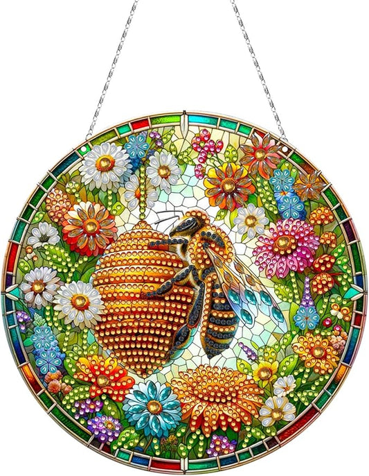 Generic DIY Hanging Diamond Pendant Special Shaped Crystal Diamond Art Painting Ornament Single Sided for Window Home Garden Wall Door Decor-Hive