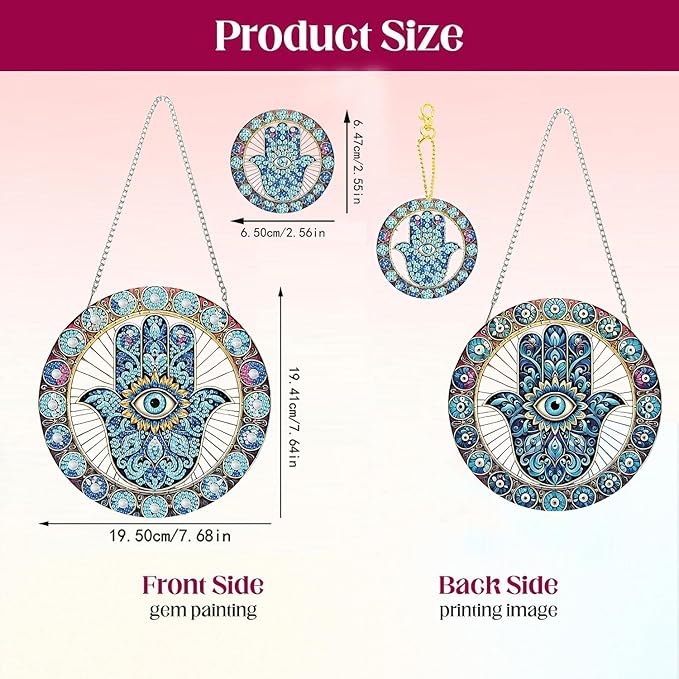 Masendp Devil's Eye Diamond Painting Hanging Ornament Kit, DIY Special-Shaped Rhinestone Window Hanging Kit, Suitable for Home and Garden Wall Decoration Gifts