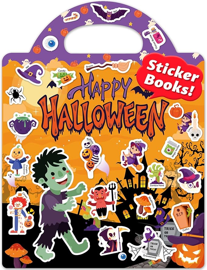 walenced reusable sticker book for toddlers, stickers for kids, toddler craft activities, toddler travel toys ages 3 and up boy girl birthday gifts