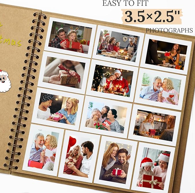 Scrapbook 12x12 Inch DIY Scrapbook Album Hardcover Kraft Paper Scrap Book Photo Albums 100 Pages Perfect for 4x6 / 5x7 / 6x8 Photos Memory Book for Family, Wedding