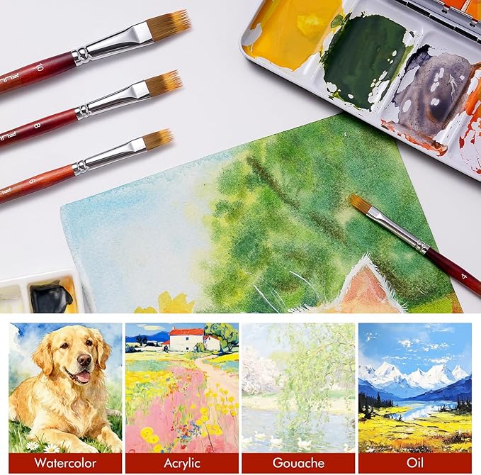 5pcs Dual-Layer Grainer Brush Set- Fuumuui Professional Synthetic Flat Comb Brushes for Unique Texture Painting Perfect for Artists Acrylic, Watercolor and Oil
