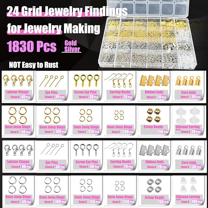 MONVICT Jewelry Making Supplies Kit with Jewelry Making Tools, Findings, Necklace Chain, Jewelry Wires, Adjustable Magnifier, Carry Bag, Meet All The Needs of Jewelry Making, Repair, Beading