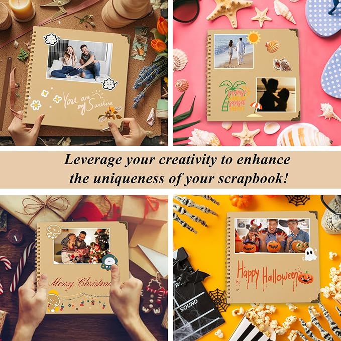 Joyberg Scrapbook 80 Pages, Scrapbooking Supplies 10 x 10 In, Scrapbook Album Suitable for Album Memory Book Wedding, Anniversary Family, DIY Craft Projects (Brown)