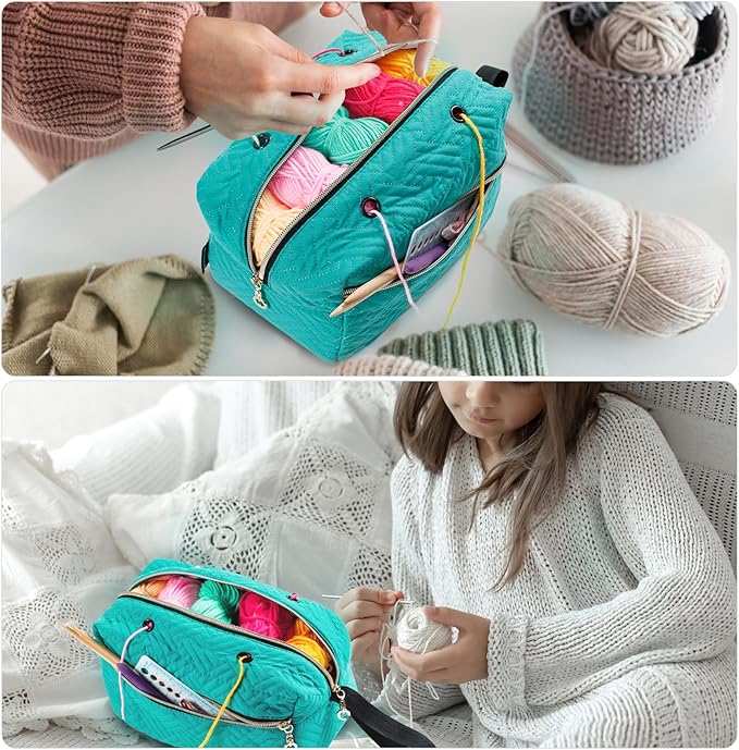 Small Crochet Bag Organizer - Knitting Bag - Yarn Storage Organizer - Yarn Bag for Crocheting - Yarn Holder for Crochet Accessories, Knitting Needles, Crochet Hooks, Knitting Gifts