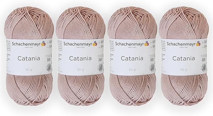 4 Skein/Pack Schachenmayr (SMC) Catania Originals Yarn, Each Ball 1.76 Oz (50gr) / 136 Yards (125 m), 100% Mercerized Cotton for Knitting and Crochet Yarn, Sport Weight, 257 - Raffia