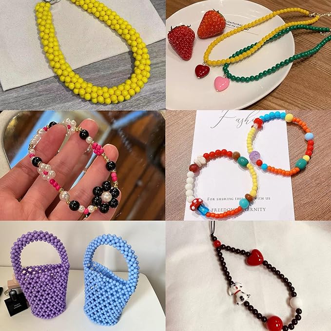 LLchunyun 5600Pcs 4mm Acrylic Round Beads for Bracelets Making Kit, 28 Colors Rainbow Round Beads for Jewelry Making Candy Color Plastic Bubble Gum Beads Pastel Loose Beads Bulk for Necklace (4mm)