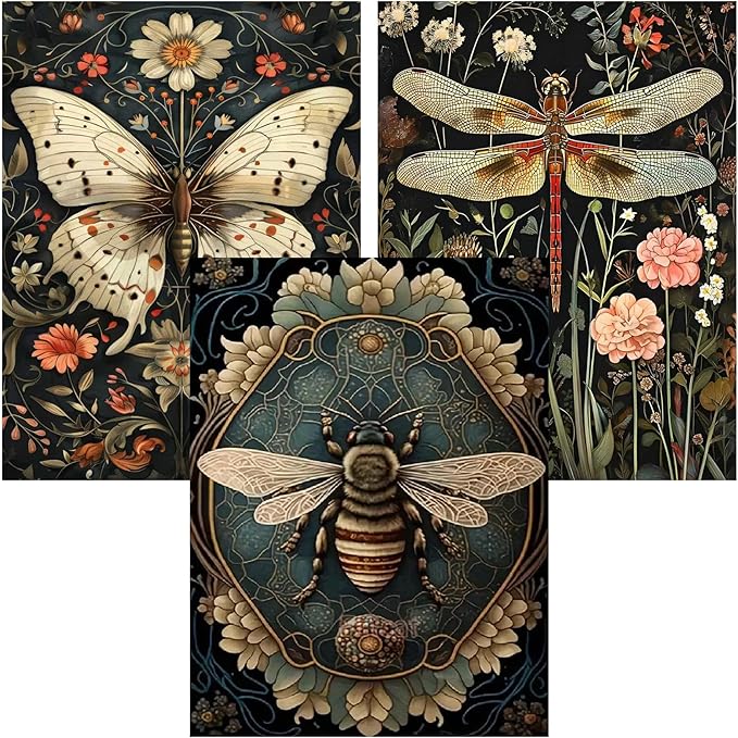 3 Pack Diamond Art Kits for Adults, Bee Diamond Painting Kits for Adults, 5D DIY Round Drill Gem Art Paint With Diamonds Dots Crafts Kits for Home Decor Gift 12x16inch (Bee Butterfly and Dragonfly)