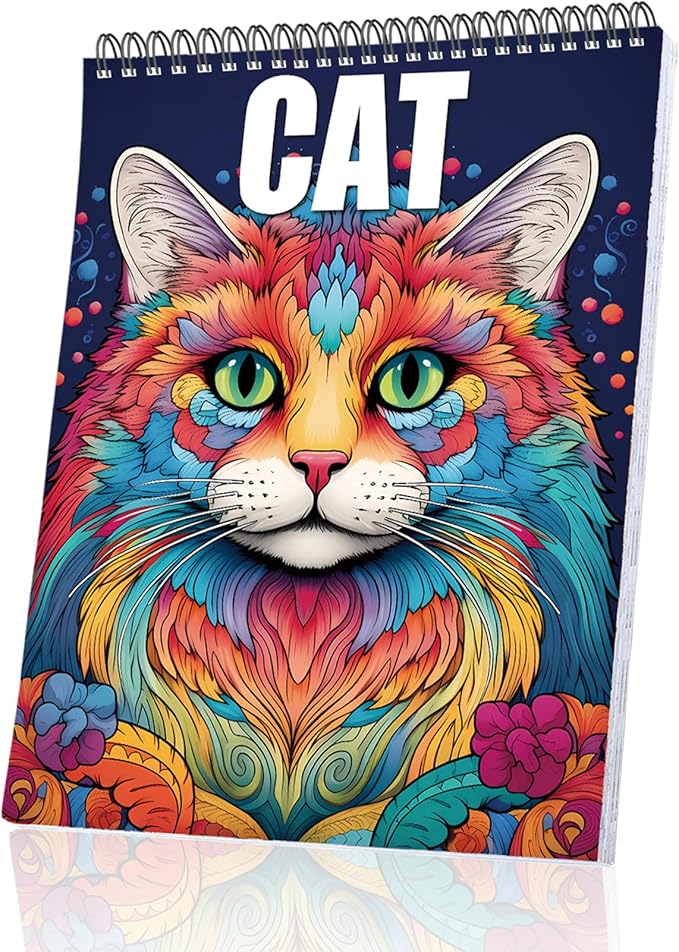 Cat Coloring Book, Cat Coloring Book for Adults Spiral Bound One Sided Design Thick Paper, Friends with Benefits Coloring Book for Women Hardback Cover Stress Relief Anxiety Therapy Coloring Relaxation 30 Pages