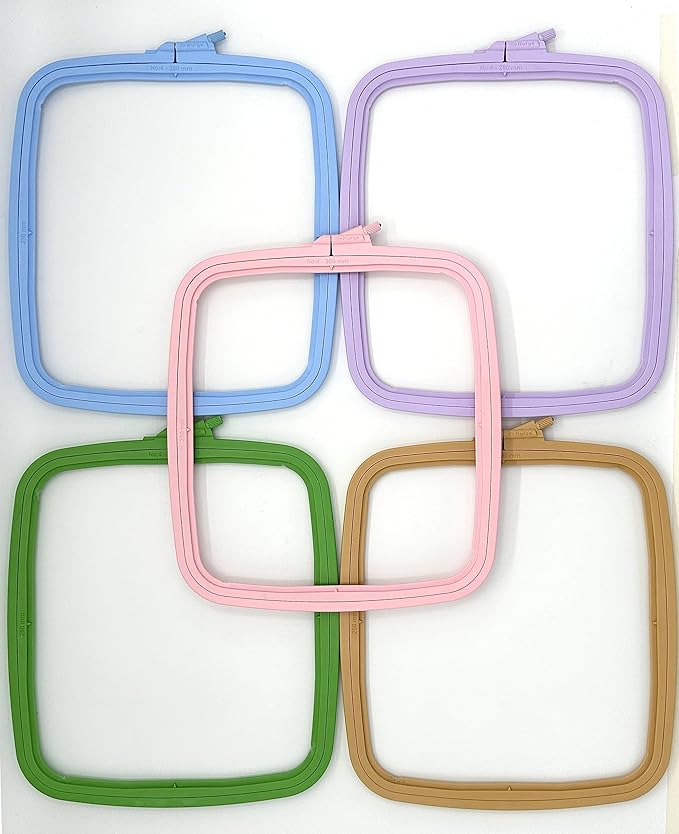 nurge 5pcs plastic large square embroidery hoops, cross stich hoop, punch needle hoop multicolor