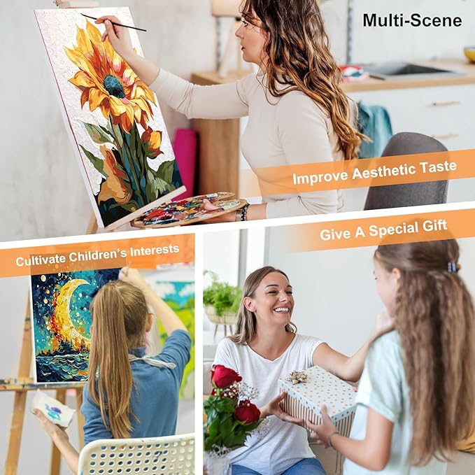 Framed Paint by Numbers Kit for Adults Beginners & Kids Ages 8-12, Tree of Life Acrylic Easy Paint by Number with Frame, Watercolor Paint by Number Kits on Canvas Framed (12 * 12 Inch, Without Easel)