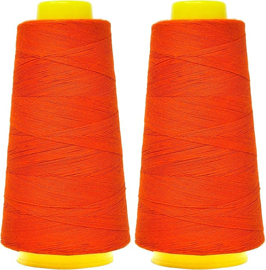 Mandala Crafts Orange Thread Cones for Machine and Hand Quilting - 2400 Yds 50 WT Multiple Purpose Mercerized 100% Cotton Threads for Sewing Machine Serger Embroidery