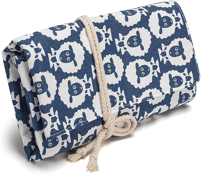 Teamoy Knitting Needles Holder Case(up to 11 Inches), Rolling Organizer for Straight and Circular Knitting Needles, Crochet Hooks and Accessories, Sheep - NO Accessories Included