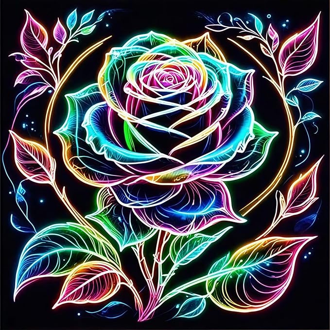 BYGFHLYW 5D Diamond Painting Kits for Adults Beginner, Rose Flower Diamond Art Kits for Adults, Full Drill Round Gem Art Paint by Diamonds Dots Crafts Kits for Home Wall Decor 13.7x13.7inch