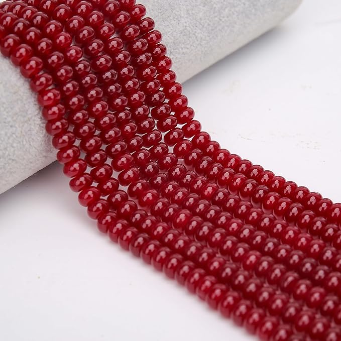 2 Strands (150PCs) Garnet Jade Rondelle Beads, 5 * 8mm Gemstone Loose Spacer Abacus Disk Beads for DIY Bracelet Necklace Earrings Jewelry Making, Craft Supplies Beading Kit