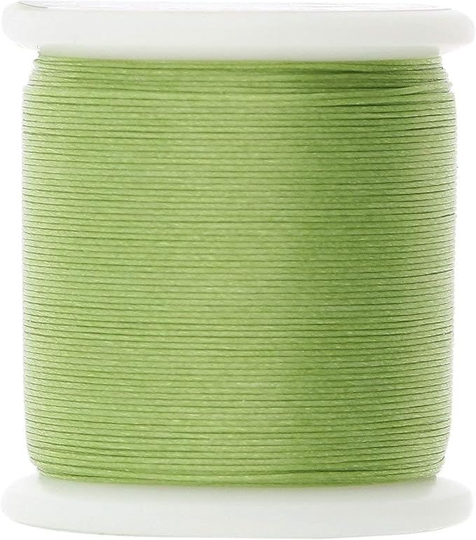 KO Nylon Beading Thread, Apple Green Color, Japanese Pre-Waxed 100% Nylon, 330TEX, Tangle Resistant Knotting Cords, 50m /55 yds Spool, Use for Seed Bead Projects, Loom Work & Bead Weaving