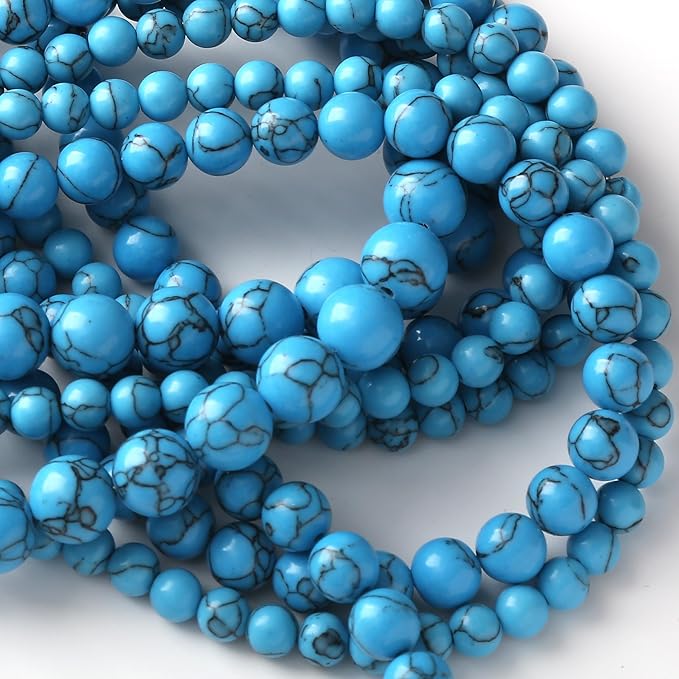 12MM 30PCS River Stone Blue Turquoise Stone Beads for Jewelry Making Gemstone Round Crystal Bracelet Necklace