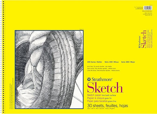 Strathmore 300 Series Sketch Pad, 18x24 inch, 30 Sheets, Side Wire - Artist Sketchbook for Drawing, Illustration, Art Class Students