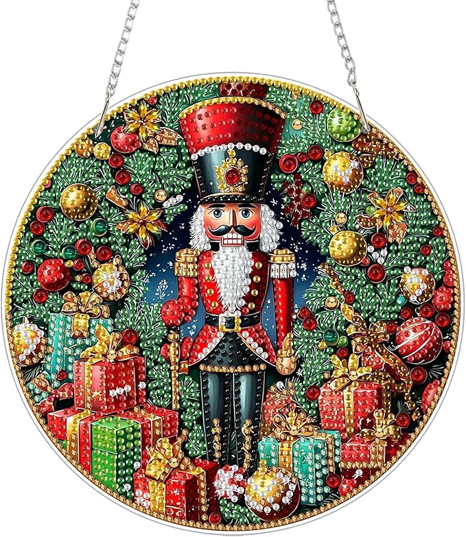 Genius maker Christmas Diamond Art Hanging Kits for Adults, Diamond Painting Pendant Kits, DIY Acrylic 5D Special Shaped Crystal Diamonds Gem Art Painting Ornament for Home Wall Decor Gift