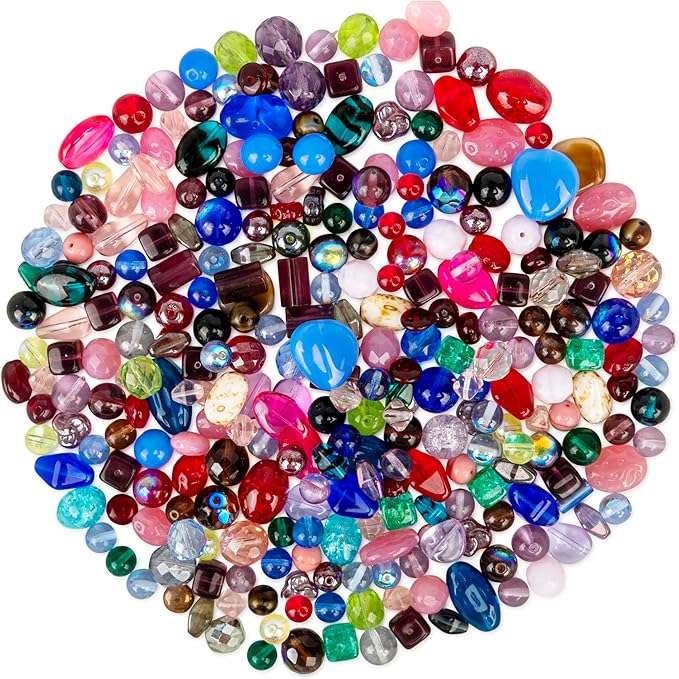 Assorted Glass Beads for Jewelry Making, DIY Lamp Work, Arts and Crafts, and Decorative Hobby Artistry, Colorful Crystal Assortment Bulk Mix, 4-18mm, Half Pound (3)