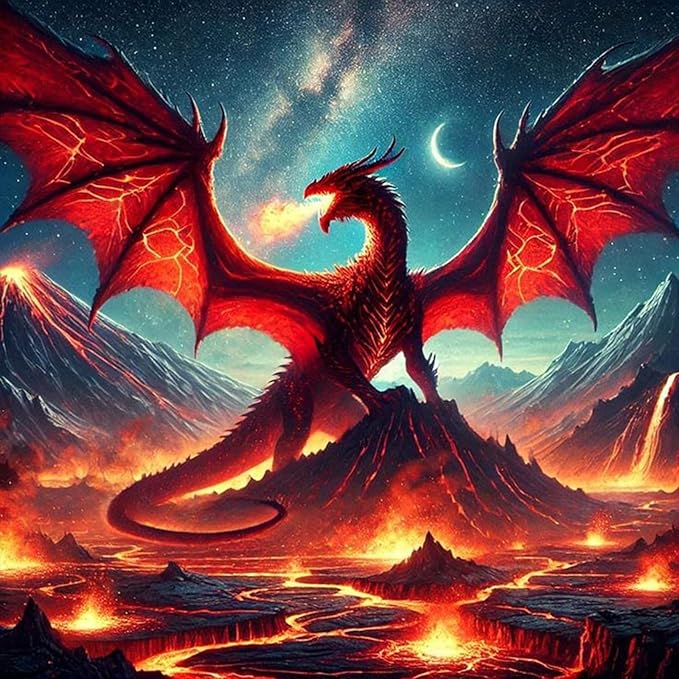 GEEHEIY Dragon Diamond Art Kits for Adults, 5D Dragon Diamond Painting Kits for Beginner, DIY Full Drill Round Gem Art for Home Wall Decor 14 x14 Inch