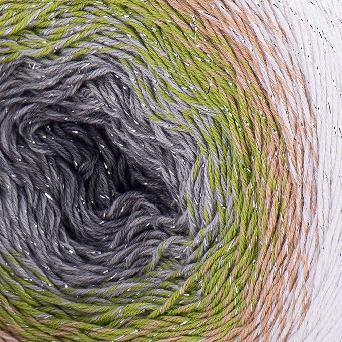 YarnArt Flowers Moonlight – Gradient Cotton Acrylic Yarn with Metallic Lurex, 9.17oz (250g), 1093 Yards – Shiny, Multicolor Cake Yarn for Crochet, Knitting, Shawls & DIY Projects (3274)