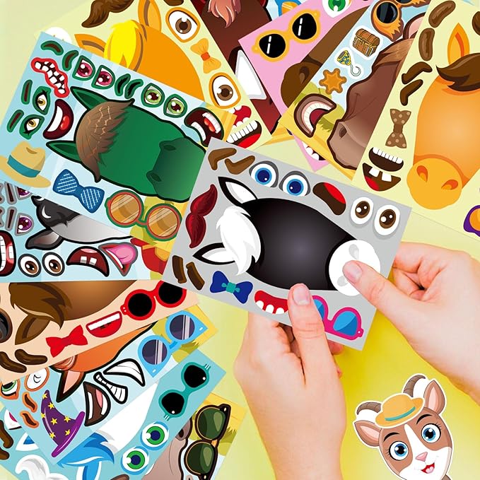 48 sheets make your own horse stickers for kids toddles, make a horse face stickers, birthday party favors supplies crafts