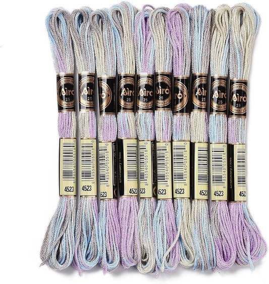 FASHEWELRY 10 Skeins Embroidery Floss Thread 0.5mm Dyed Cross Stitch Floss 6-Ply Lilac Friendship Bracelet String for Jewelry Making Bracelets Sewing Knitting Stitching Craft DIY